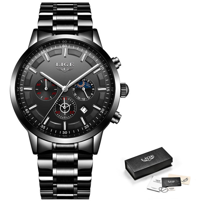 LIGE Luxury Men's Sport Quartz Waterproof Watch