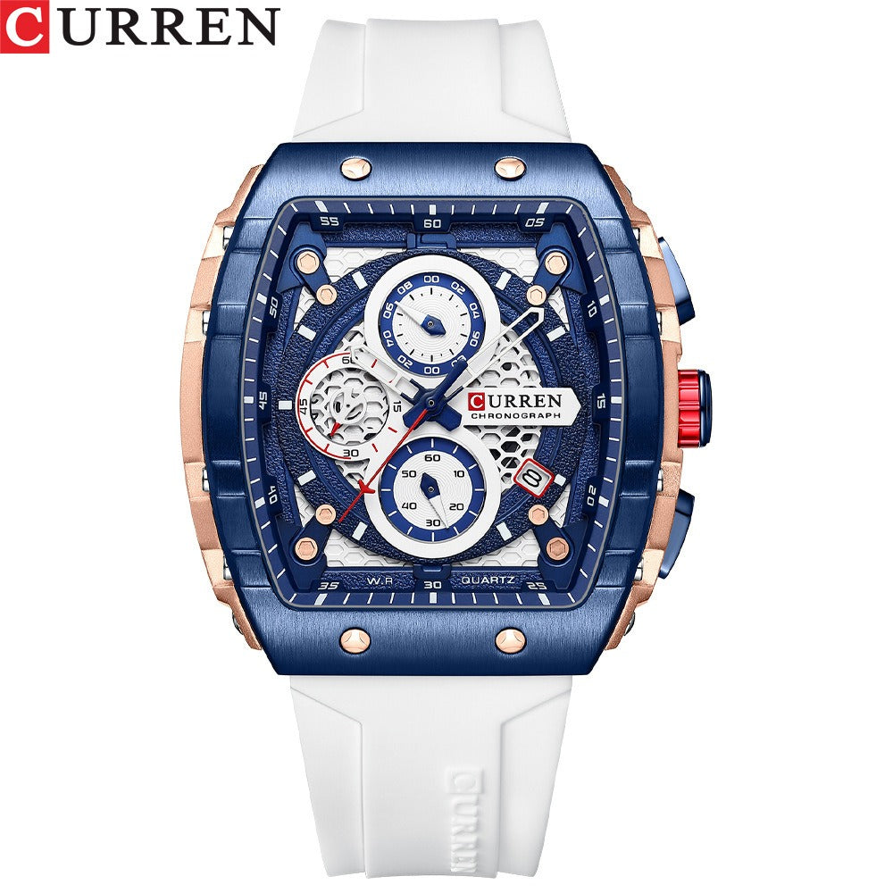 Men's Waterproof Six Needle Quartz Calendar Tape Men's Multifunctional Watch Men's Watch