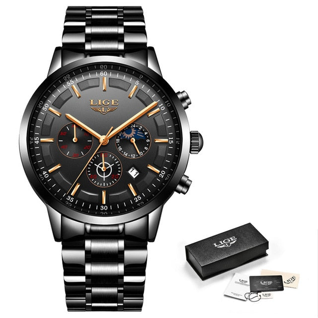 LIGE Luxury Men's Sport Quartz Waterproof Watch