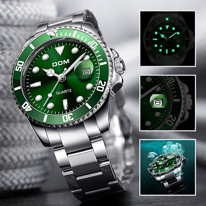DOM Luxury Men's Sports Watch Waterproof Quartz Date Wristwatch