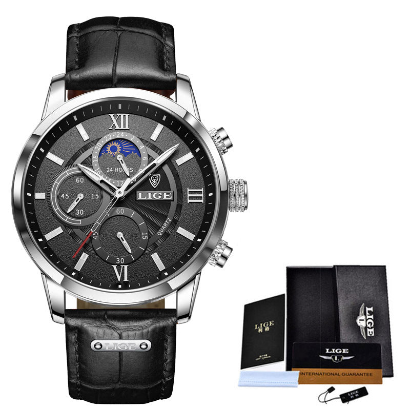 LIGE Luxury Quartz Men’s Watch – Waterproof Chronograph