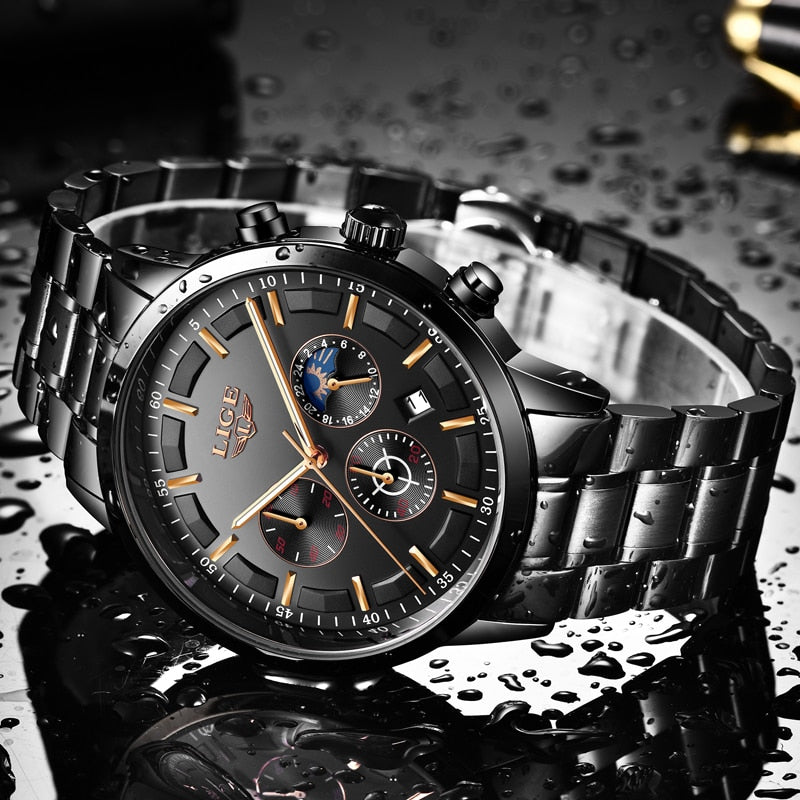 LIGE Luxury Men's Sport Quartz Waterproof Watch
