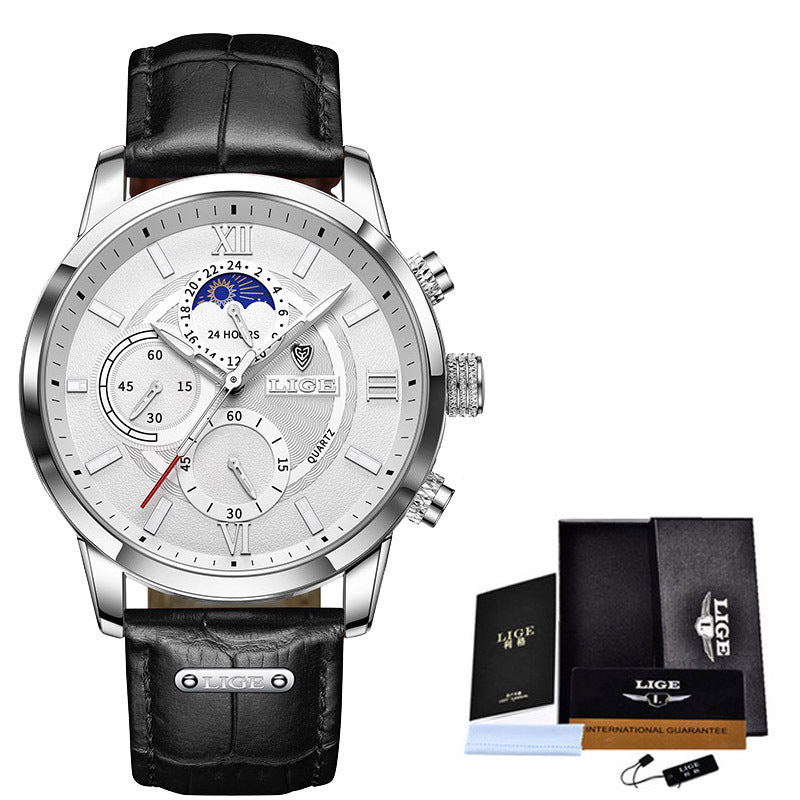 LIGE Luxury Quartz Men’s Watch – Waterproof Chronograph