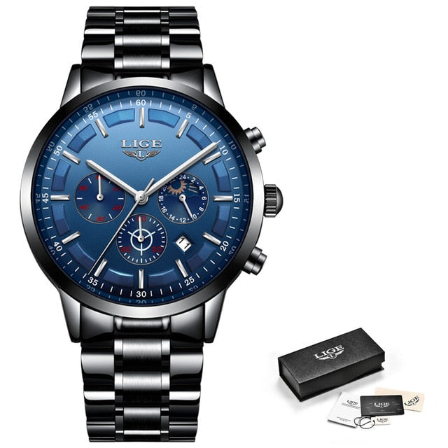 LIGE Luxury Men's Sport Quartz Waterproof Watch