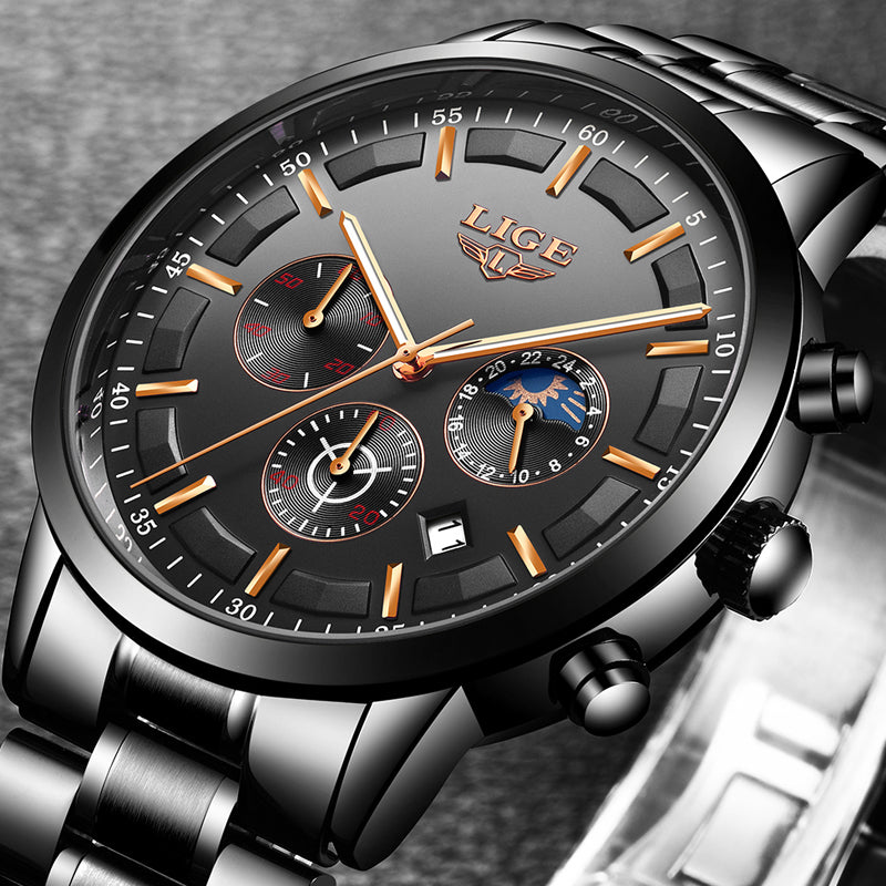 LIGE Luxury Men's Sport Quartz Waterproof Watch