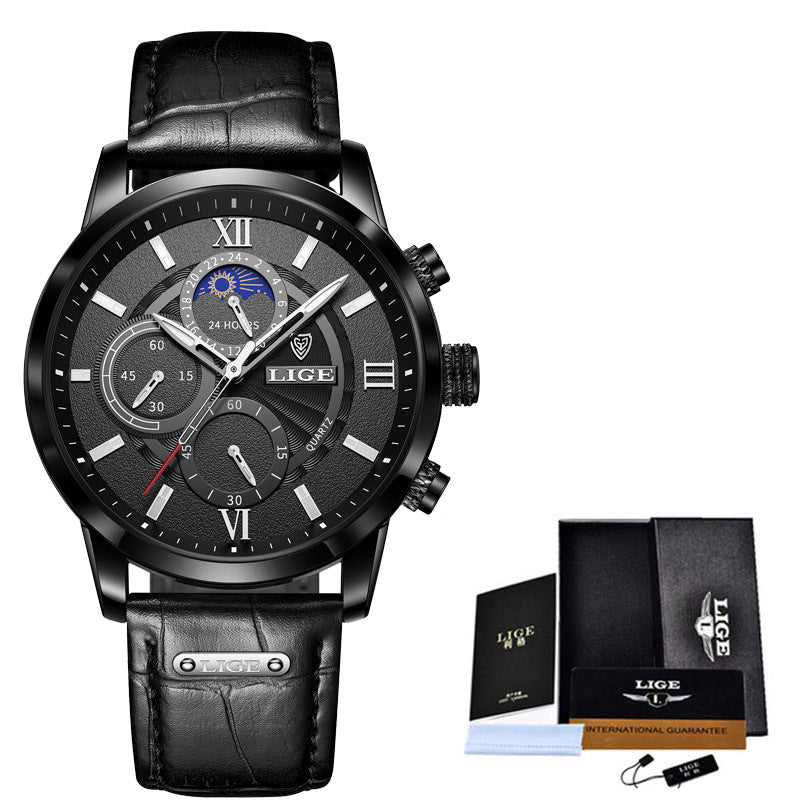 LIGE Luxury Quartz Men’s Watch – Waterproof Chronograph