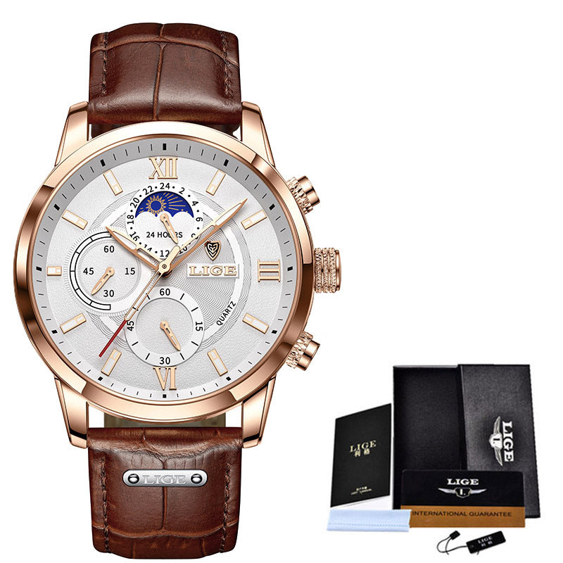 LIGE Luxury Quartz Men’s Watch – Waterproof Chronograph