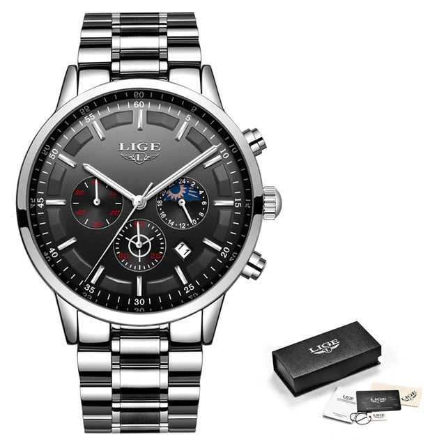 LIGE Luxury Men's Sport Quartz Waterproof Watch