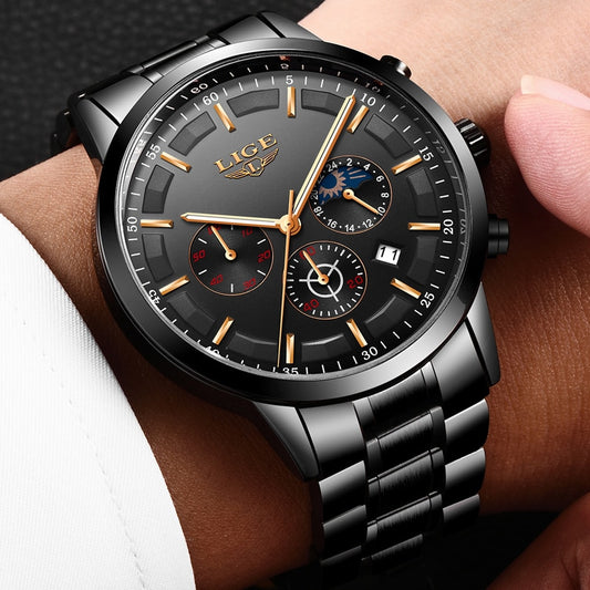 LIGE Luxury Men's Sport Quartz Waterproof Watch