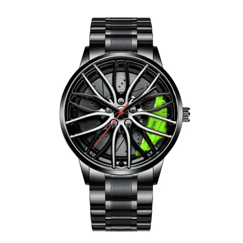 2022 Men's New Cross-border Hot Christmas Style Quartz Luxury Rotating Sports Car Wheel Luminous Business Watch MW02-7