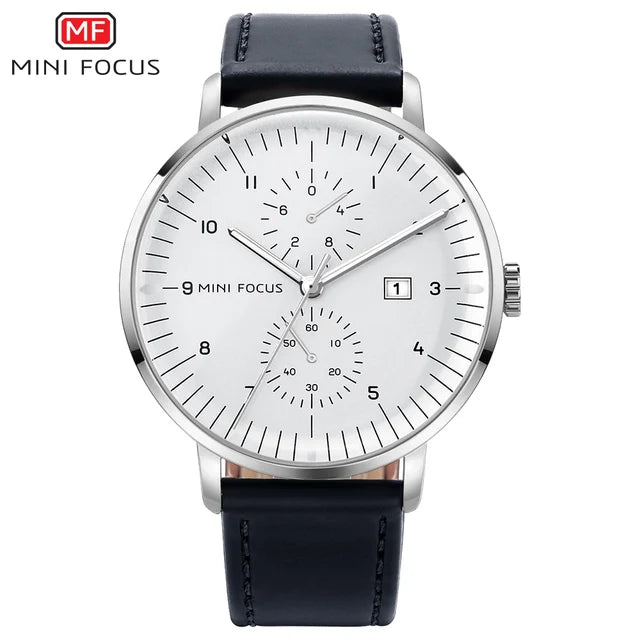 Mini Focus MF0052G MF 0052 Fashion Leather Strap Men Brand Quartz Watch Chronograph Waterproof Wristwatch for Men Montre Relojes-0