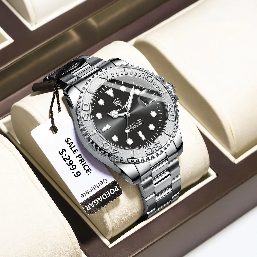 For POEDAGAR 680 Luxury Men's Quartz Watch Business Sports-Compliant Waterproof Luminous Date Display 43mm Stainless Fashionable-0