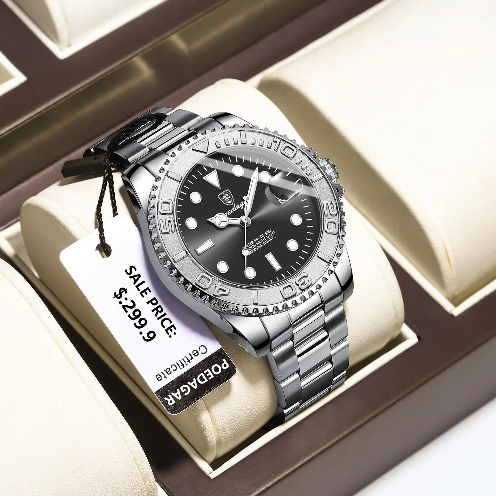 For POEDAGAR 680 Luxury Men's Quartz Watch Business Sports-Compliant Waterproof Luminous Date Display 43mm Stainless Fashionable-0