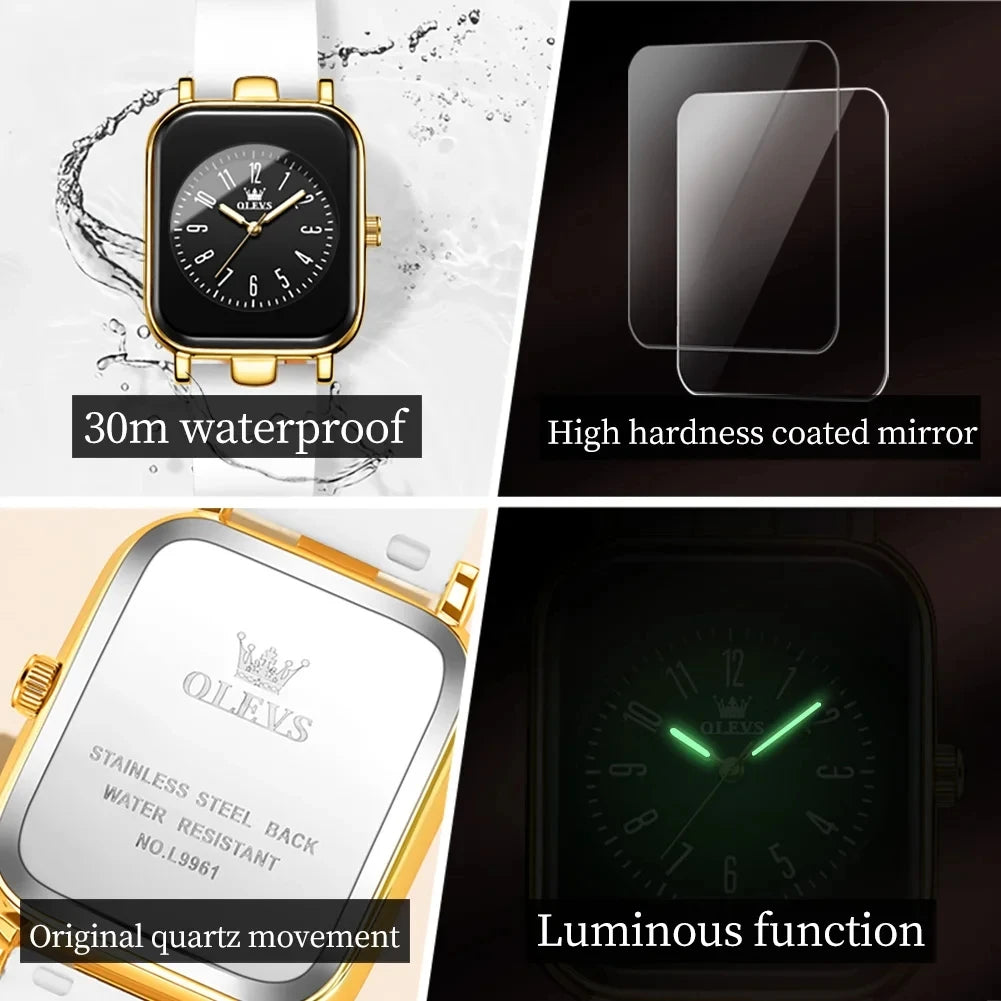 Olevs 9961 Original Quartz Movement Women Watch Silicone Strap Reloj Fashion Casual Business Dress Watch for Women's Gift Clock-1