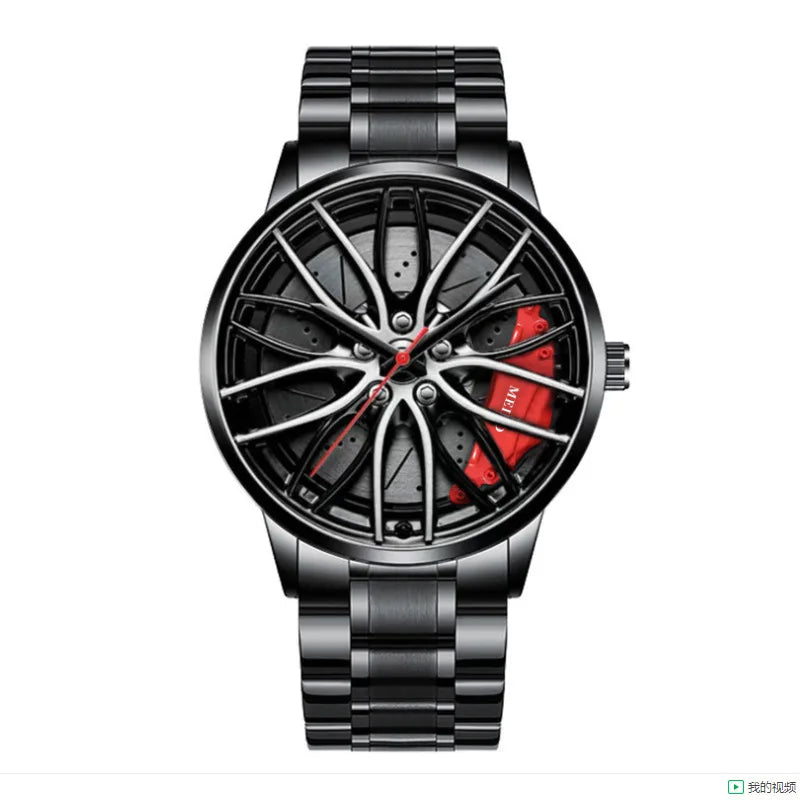 2022 Men's New Cross-border Hot Christmas Style Quartz Luxury Rotating Sports Car Wheel Luminous Business Watch MW02-9