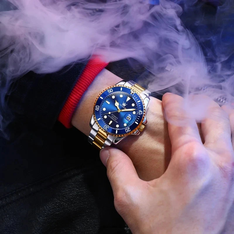 Olevs 6650 Wholesale Stainless Steel Strap Men's Mechanical Watch Waterproof Cheap Automatic Watches Sport Wristwatch for Men-4