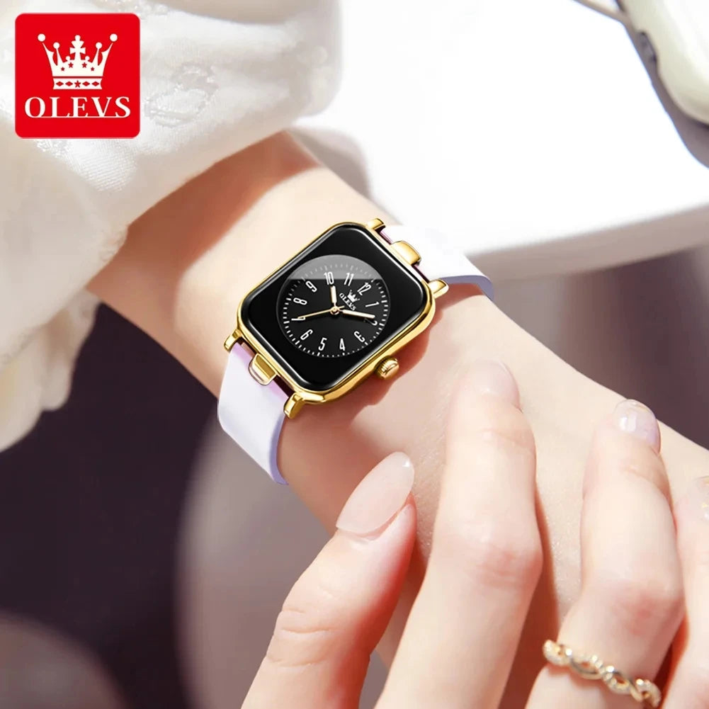 Olevs 9961 Original Quartz Movement Women Watch Silicone Strap Reloj Fashion Casual Business Dress Watch for Women's Gift Clock-3