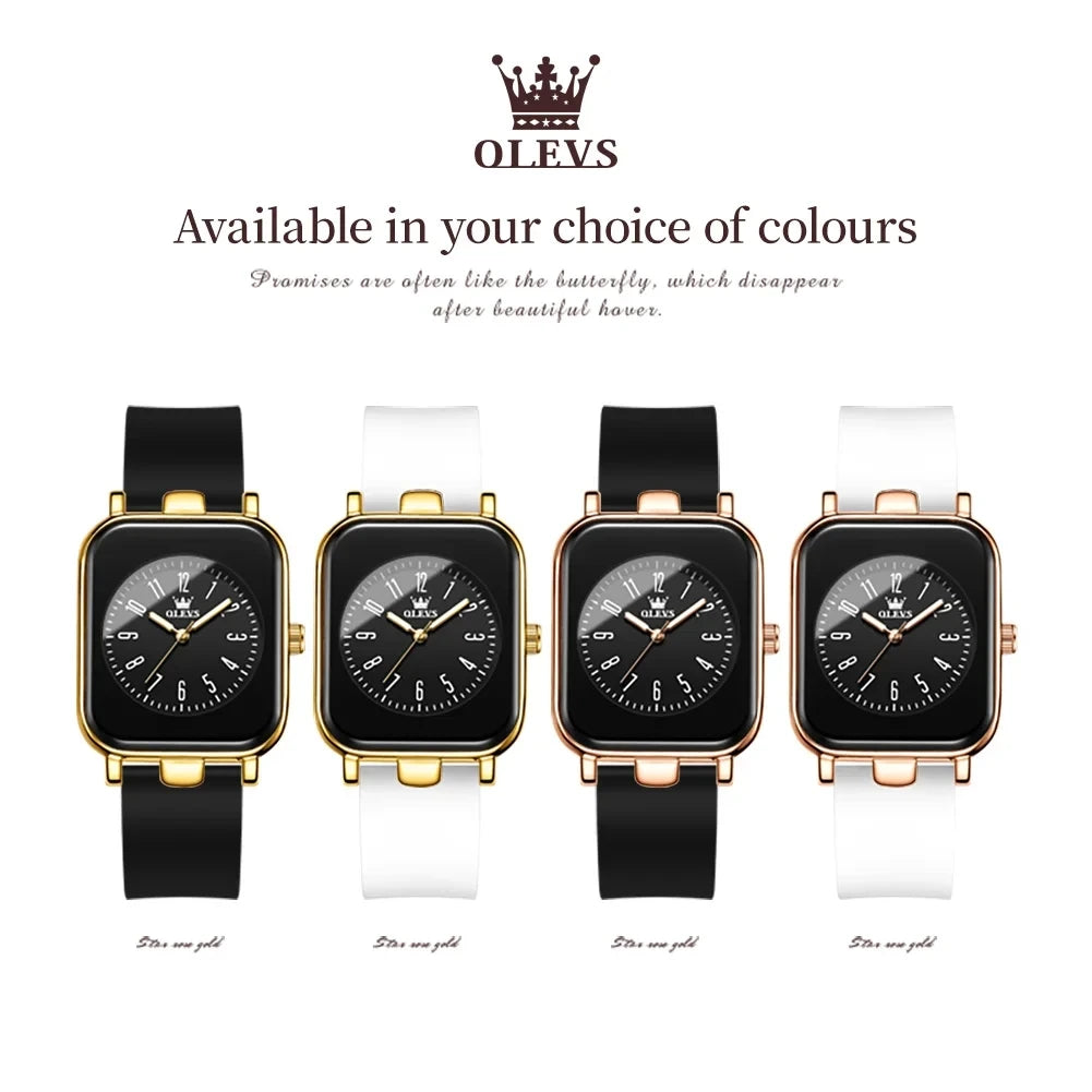 Olevs 9961 Original Quartz Movement Women Watch Silicone Strap Reloj Fashion Casual Business Dress Watch for Women's Gift Clock-5