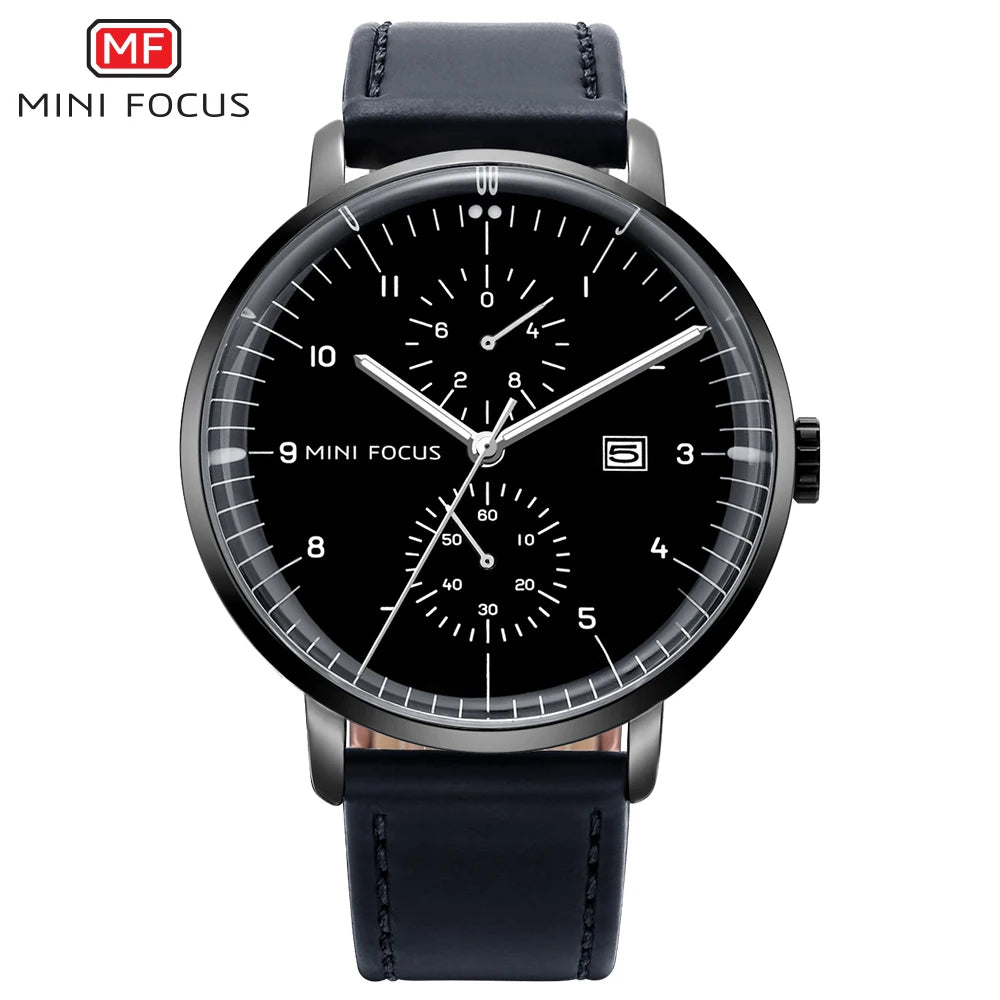 Mini Focus MF0052G MF 0052 Fashion Leather Strap Men Brand Quartz Watch Chronograph Waterproof Wristwatch for Men Montre Relojes-7