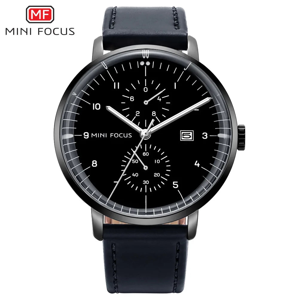 Mini Focus MF0052G MF 0052 Fashion Leather Strap Men Brand Quartz Watch Chronograph Waterproof Wristwatch for Men Montre Relojes-5