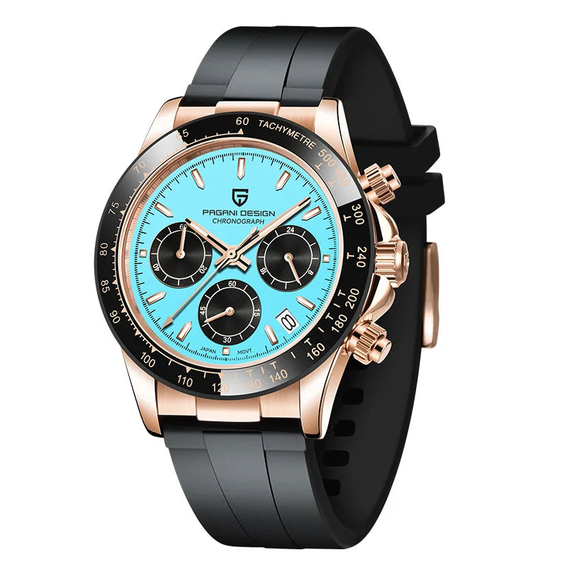 Pagani Design 1664 Rubber Chronograph Watch Designer Fashion for Men Japan Miyota Quartz Calendar Watches-11