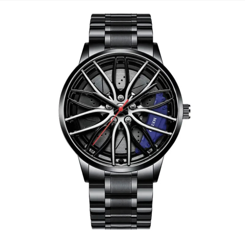 2022 Men's New Cross-border Hot Christmas Style Quartz Luxury Rotating Sports Car Wheel Luminous Business Watch MW02-8