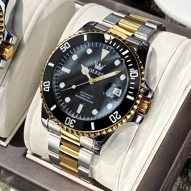 Olevs 6650 Wholesale Stainless Steel Strap Men's Mechanical Watch Waterproof Cheap Automatic Watches Sport Wristwatch for Men-8