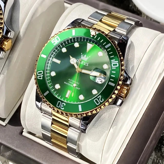 Olevs 6650 Wholesale Stainless Steel Strap Men's Mechanical Watch Waterproof Cheap Automatic Watches Sport Wristwatch for Men-9