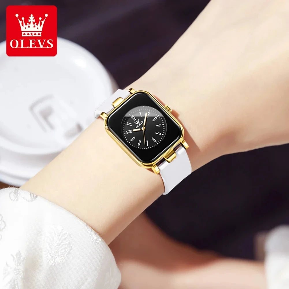 Olevs 9961 Original Quartz Movement Women Watch Silicone Strap Reloj Fashion Casual Business Dress Watch for Women's Gift Clock-2
