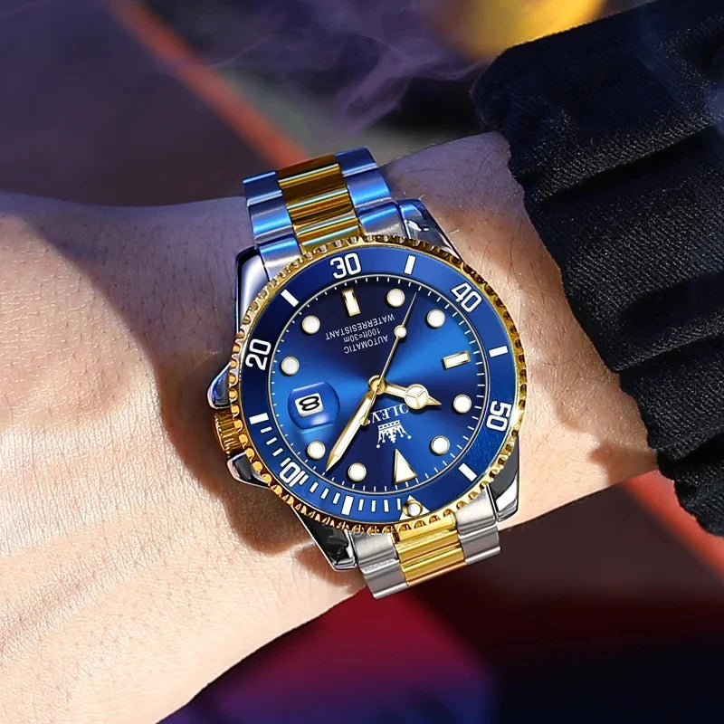 Olevs 6650 Wholesale Stainless Steel Strap Men's Mechanical Watch Waterproof Cheap Automatic Watches Sport Wristwatch for Men-3