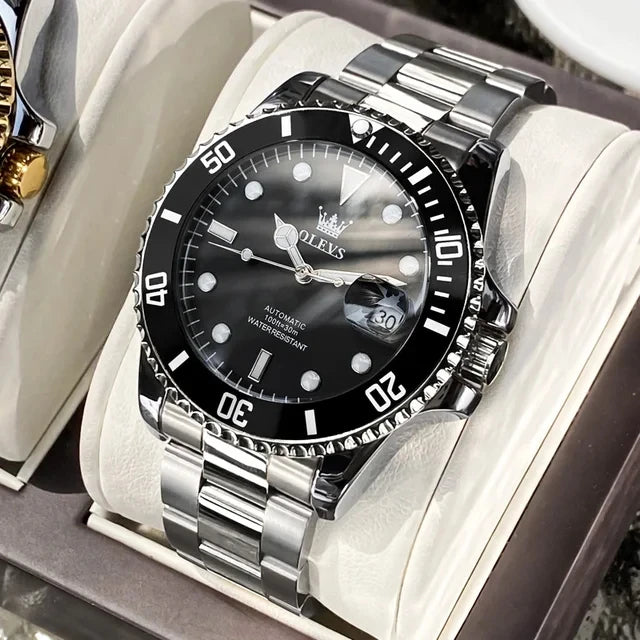 Olevs 6650 Wholesale Stainless Steel Strap Men's Mechanical Watch Waterproof Cheap Automatic Watches Sport Wristwatch for Men-6
